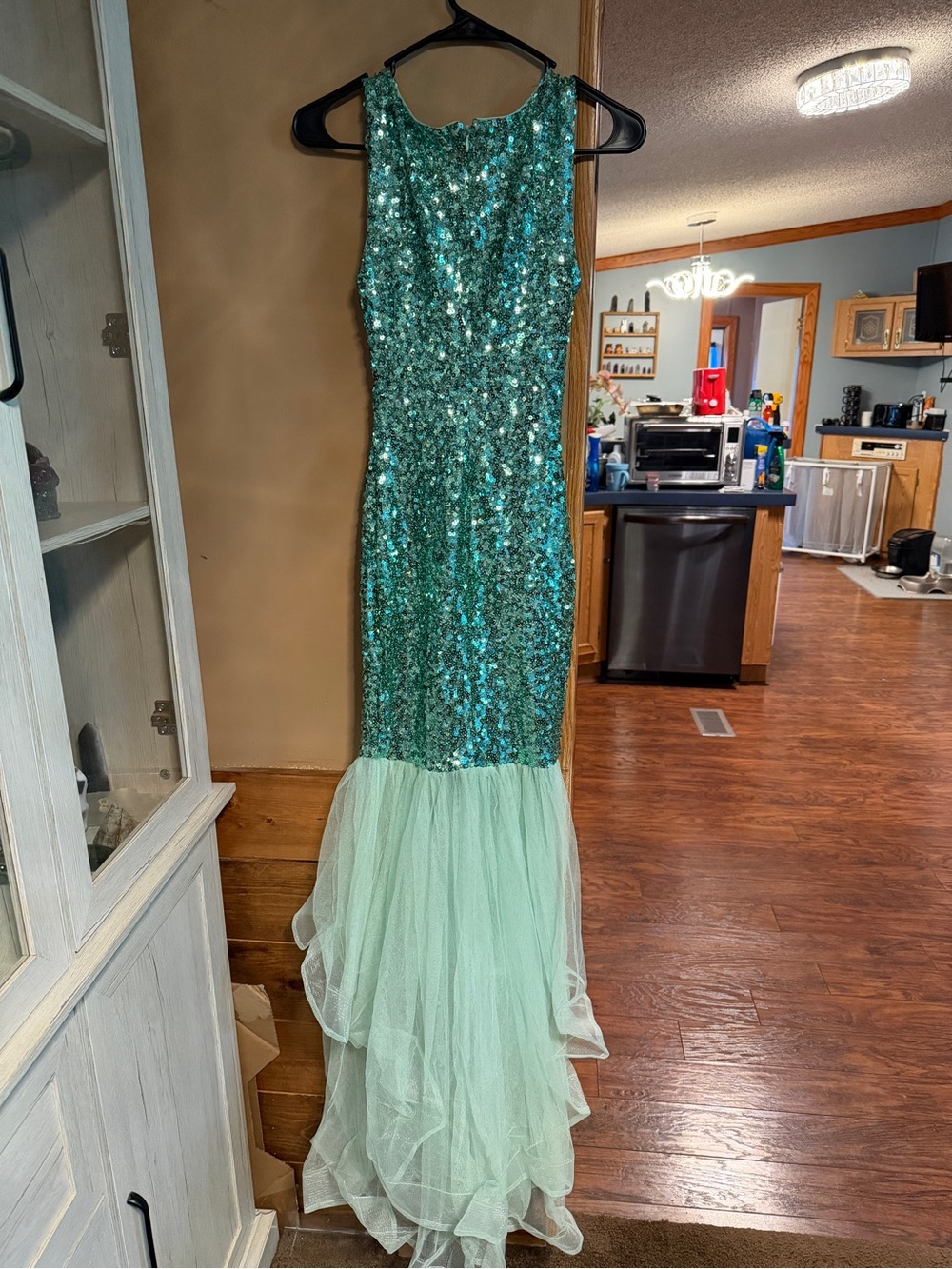 Sequined Mermaid Prom Dress in Aqua Green